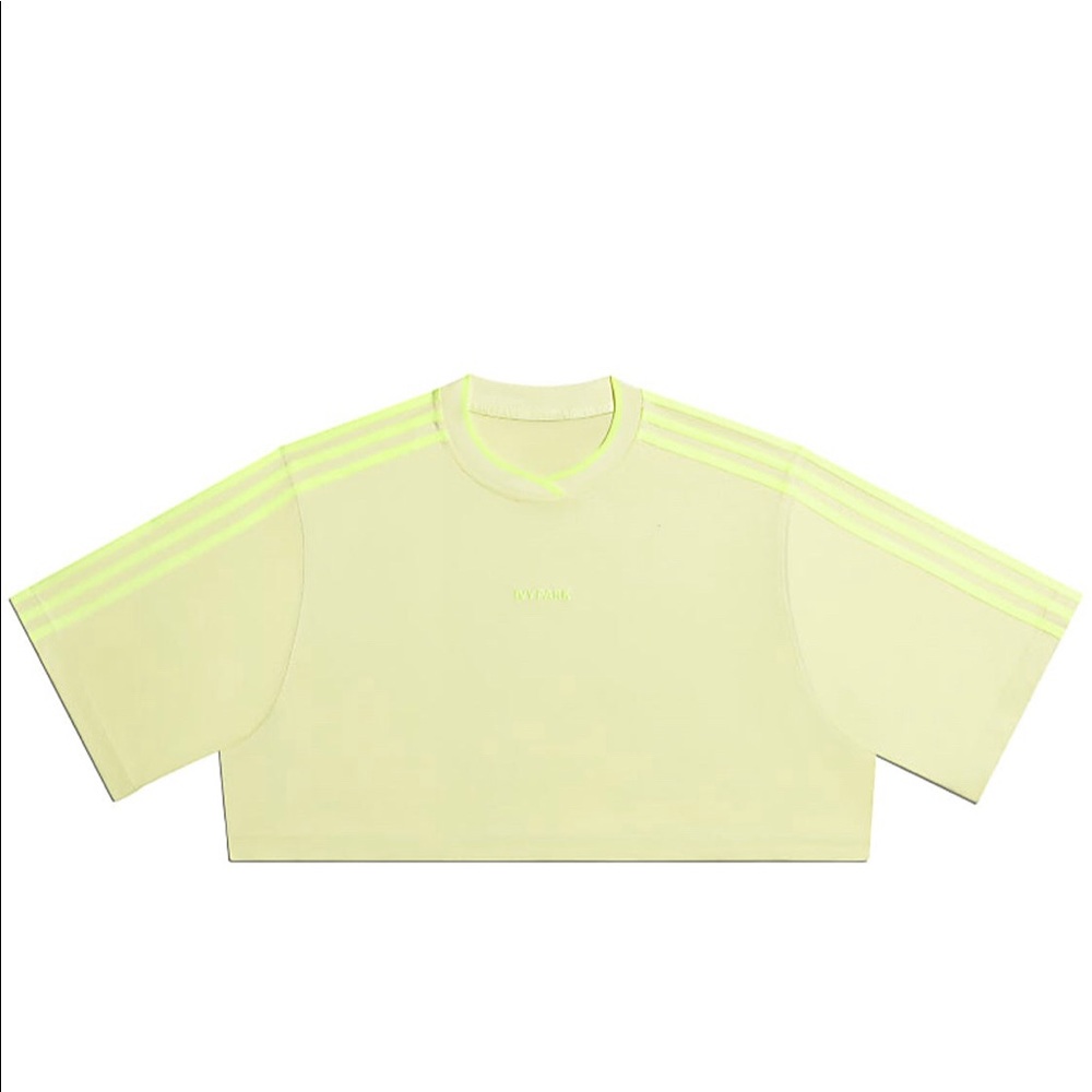 Adidas x Ivy Park 3 Stripes Crop Tee Yellow Tint